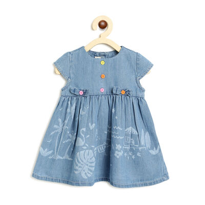Girls Medium Light Blue Short Sleeve Dress